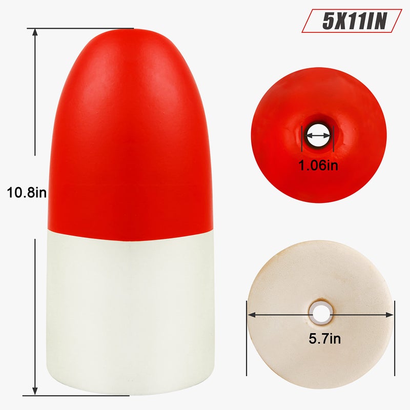 SILANON Crab Trap Floats Buoy, Crab Pot Buoy Shrimp Trap Float Kayak Stabilizer Fishing Marker Buoys 5x11 6x14 7x14 inch Red/White - Image 2